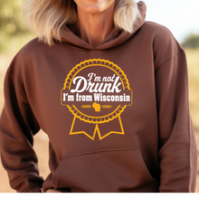 Load image into Gallery viewer, I'm Not Drunk, I'm From Wisconsin Hooded Sweatshirt