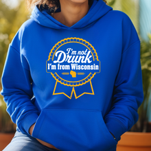 Load image into Gallery viewer, I'm Not Drunk, I'm From Wisconsin Hooded Sweatshirt