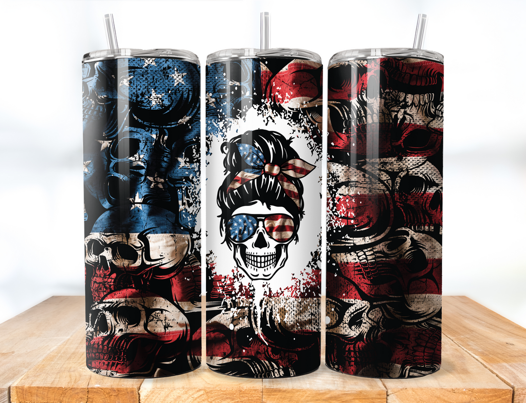 Skull and American Flag  20oz Insulated Tumbler