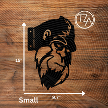 Load image into Gallery viewer, Peek-A-Boo Bigfoot Metal Sign - Sasquatch Tree or Post Mountable Decor
