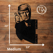 Load image into Gallery viewer, Peek-A-Boo President Trump Thumbs Up Metal Sign - Tree or Post Mountable Decor (Copy) (Copy)
