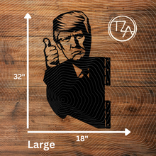 Load image into Gallery viewer, Peek-A-Boo President Trump Thumbs Up Metal Sign - Tree or Post Mountable Decor (Copy) (Copy)
