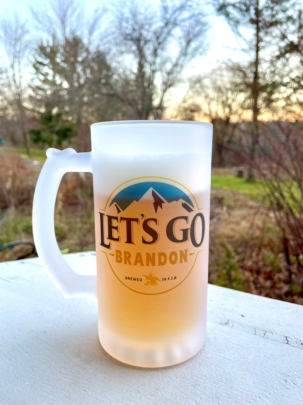 Let’s Go Brandon 16oz beer mug