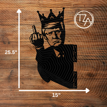 Load image into Gallery viewer, King Trump Flipping the Bird Peek-A-Boo Metal Sign - Tree or Post Mountable Decor
