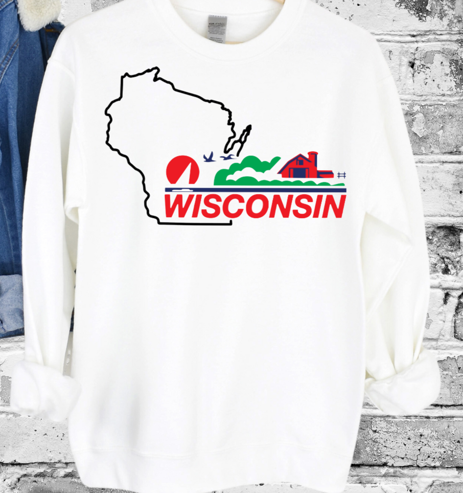 Wisconsin License Plate Crewneck Sweatshirt