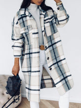 Load image into Gallery viewer, Plaid Print Pocket Design Woollen Coat
